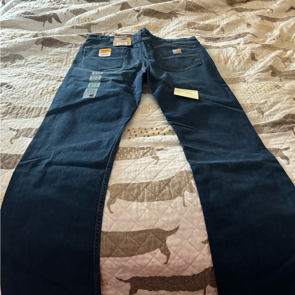 Carhartt Blue Relaxed Jeans with Zipper Fly and Contrasting Stitching - Picture 2 of 4